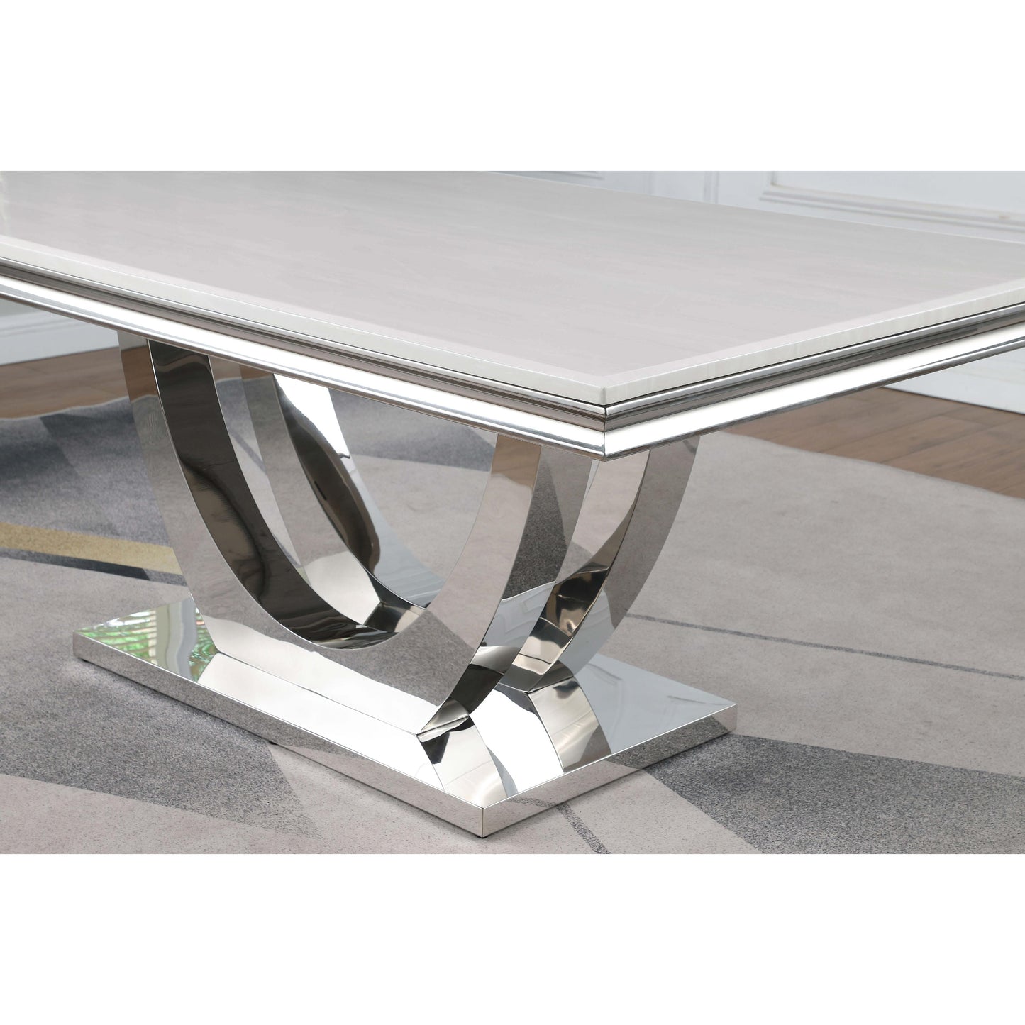 Coaster Furniture Kerwin 111101 Rectangular 71-inch Stone Top Dining Table - White IMAGE 7