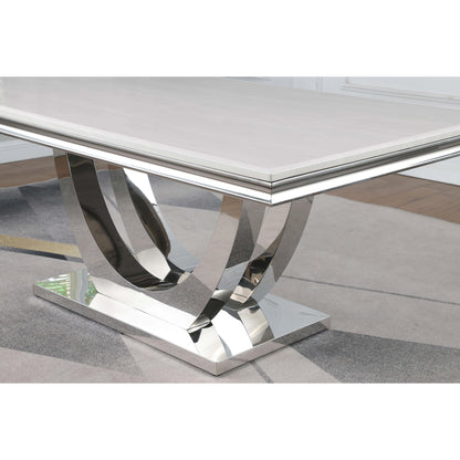 Coaster Furniture Kerwin 111101 Rectangular 71-inch Stone Top Dining Table - White IMAGE 7