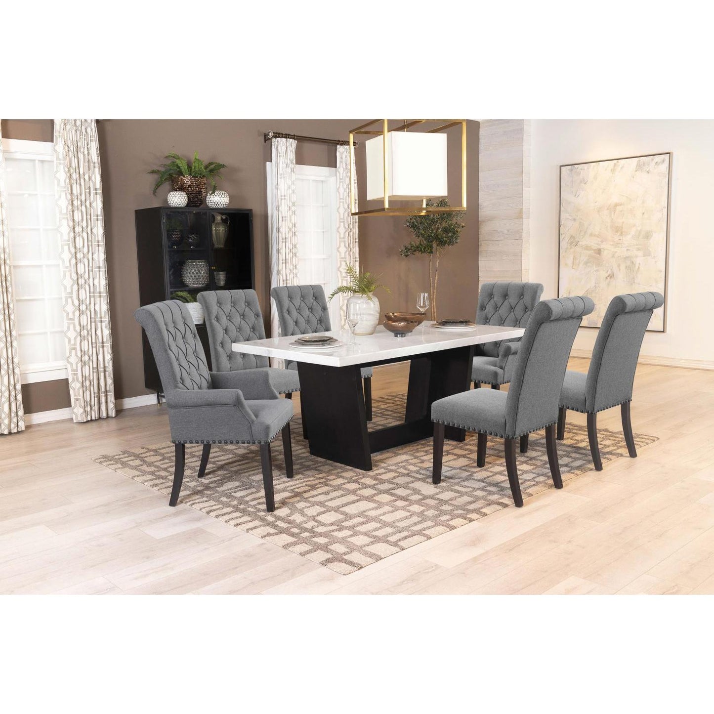 Coaster Furniture Osborne 115511 72-inch Marble Top Dining Table - Rustic Espresso IMAGE 10