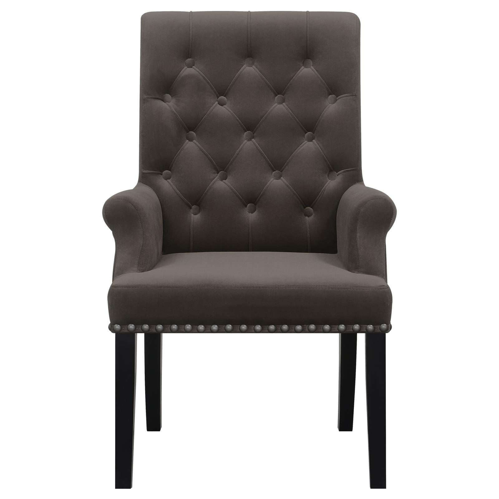 Coaster Furniture Alana 115173 Velvet Upholstered Dining Arm Chair - Brown IMAGE 2