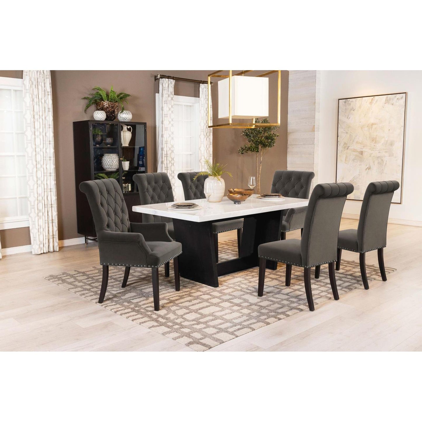 Coaster Furniture Alana 115173 Velvet Upholstered Dining Arm Chair - Brown IMAGE 9