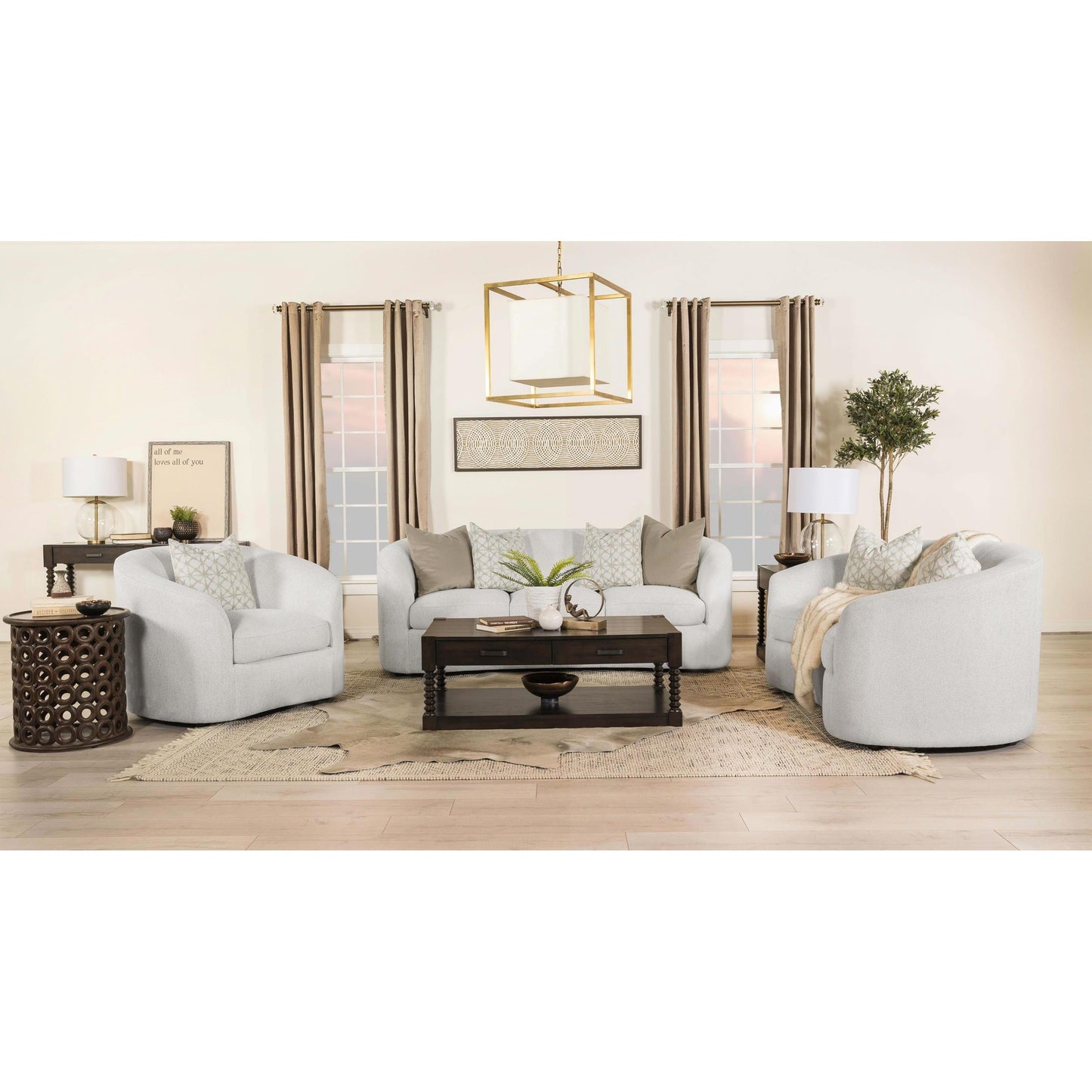 Coaster Furniture Rainn 509172 Boucle Upholstered Sloped Arm Loveseat - Latte IMAGE 9