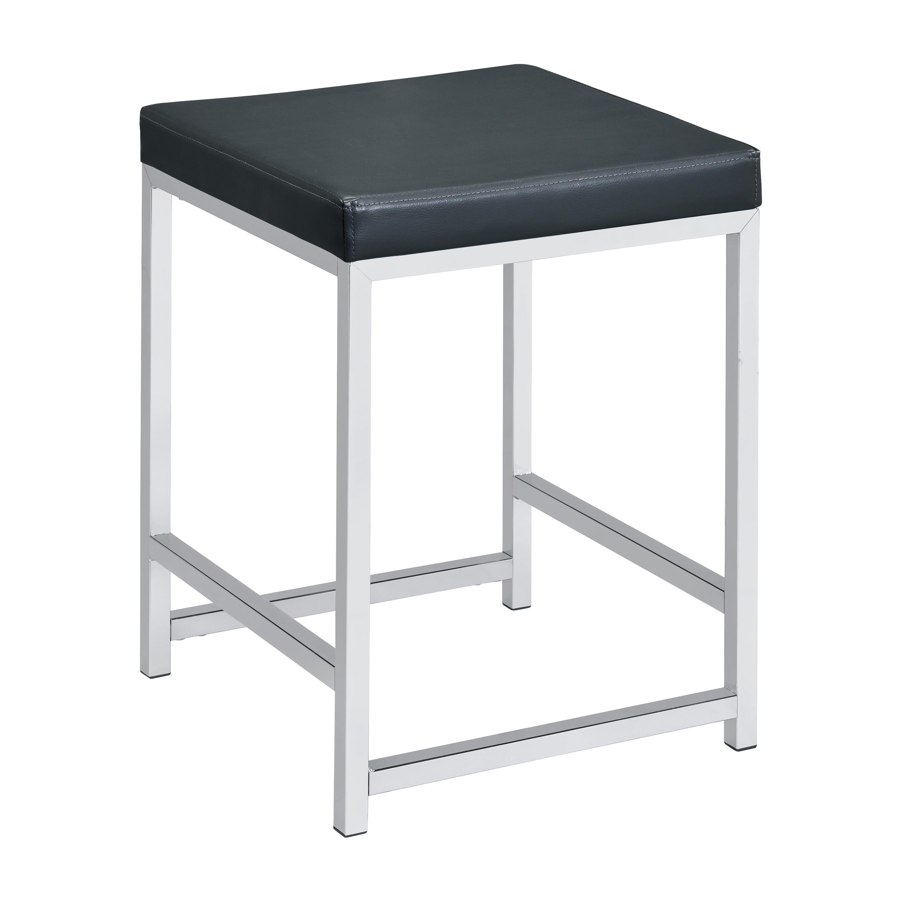 Coaster Furniture Afshan 935924 Upholstered Square Padded Vanity Stool - Chrome IMAGE 1
