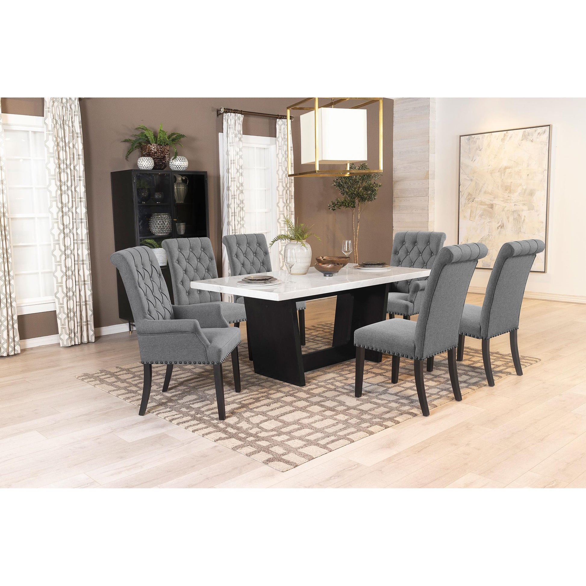 Coaster Furniture Alana 115163 Fabric Upholstered Dining Arm Chair - Grey IMAGE 9