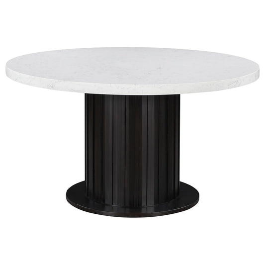  Coaster Furniture Sherry 115490 Round 54-inch Marble Top Dining Table - Rustic Espresso IMAGE 1