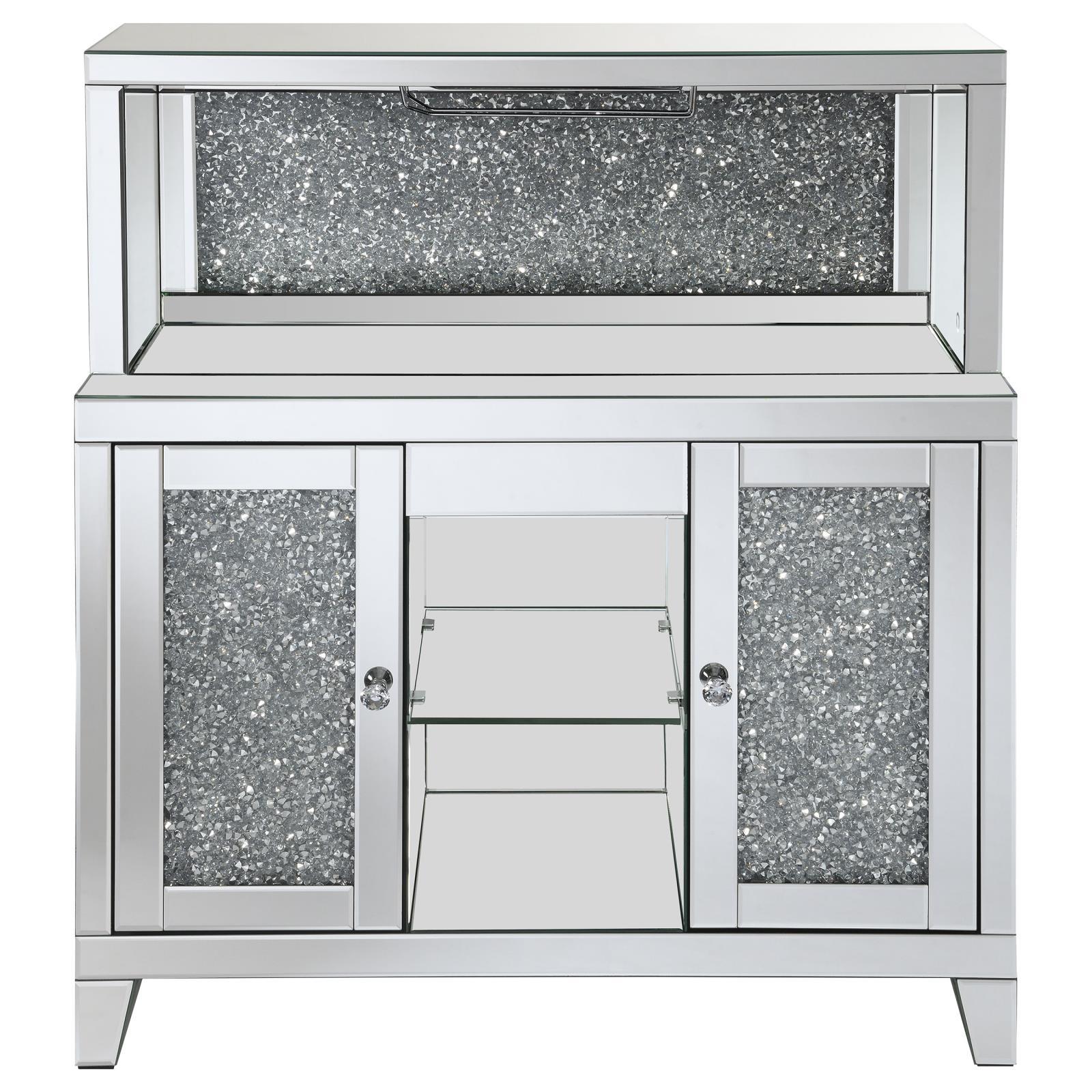 Coaster Furniture Yvaine 115585 2-door Mirrored Acrylic Home Bar Wine Cabinet - Silver IMAGE 4
