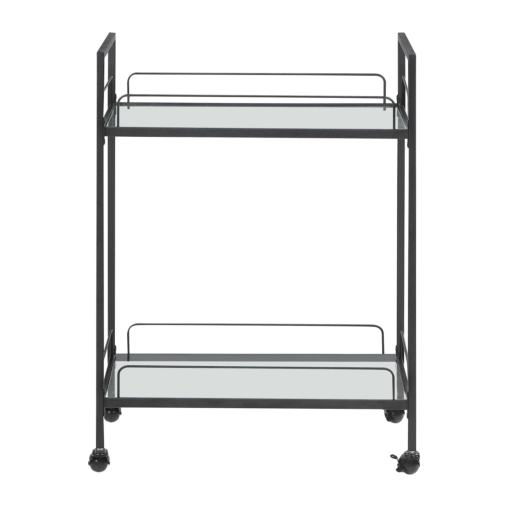 Coaster Furniture Curltis 181065 2-tier Rectangular Glass Shelf Metal Bar Cart - Black IMAGE 2