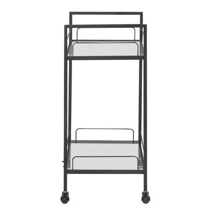 Coaster Furniture Curltis 181065 2-tier Rectangular Glass Shelf Metal Bar Cart - Black IMAGE 3