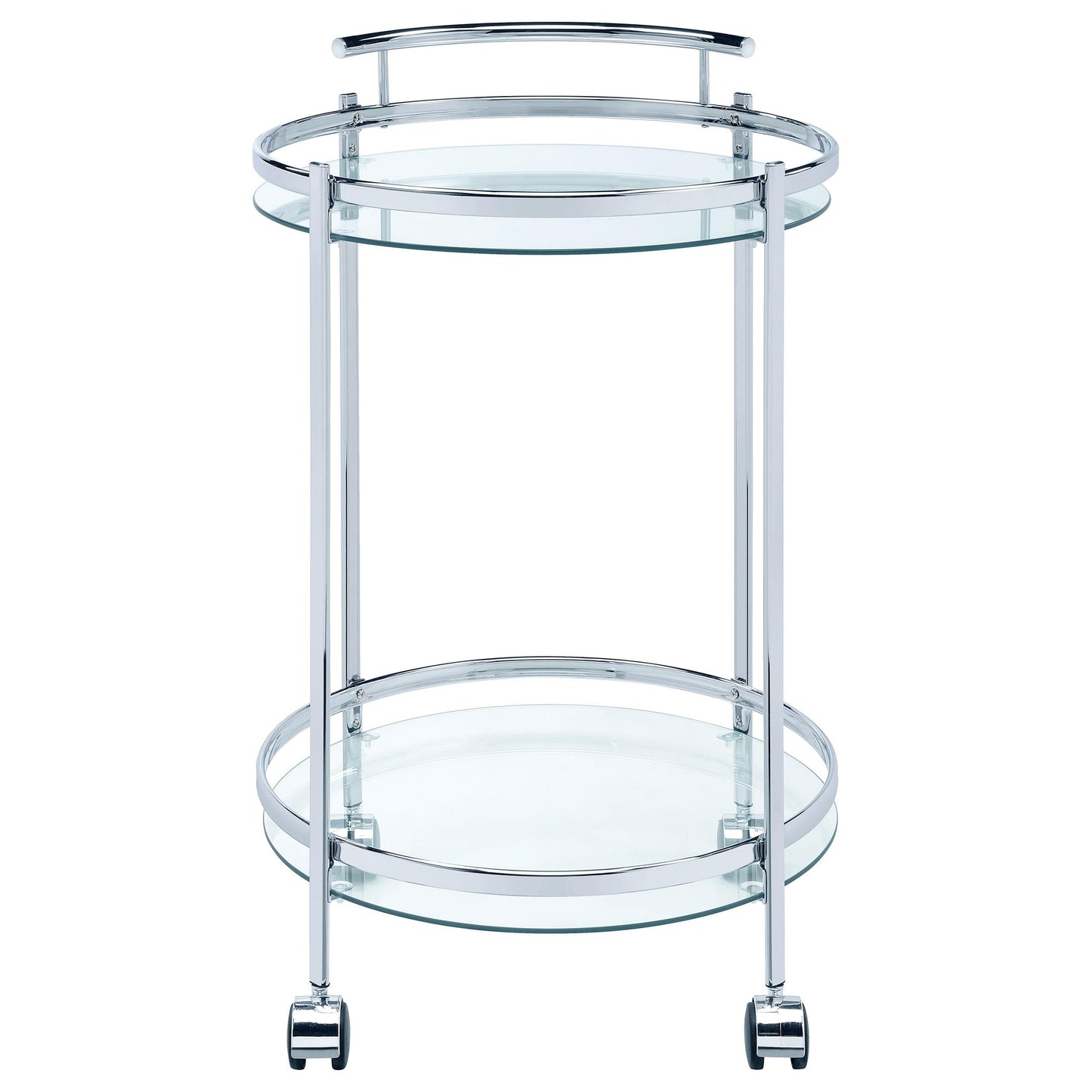 Coaster Furniture Chrissy 181367 Round Glass Shelf Metal Bar Cart - Chrome IMAGE 2