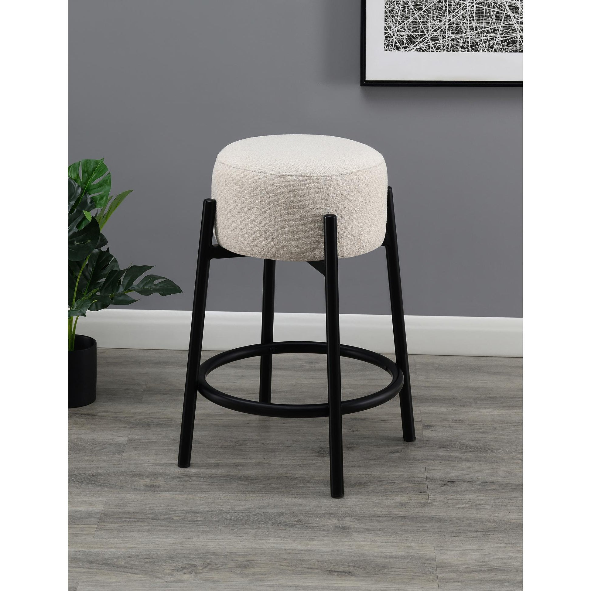  Coaster Furniture Leonard 182175 Upholstered Backless Counter Stool - White IMAGE 2