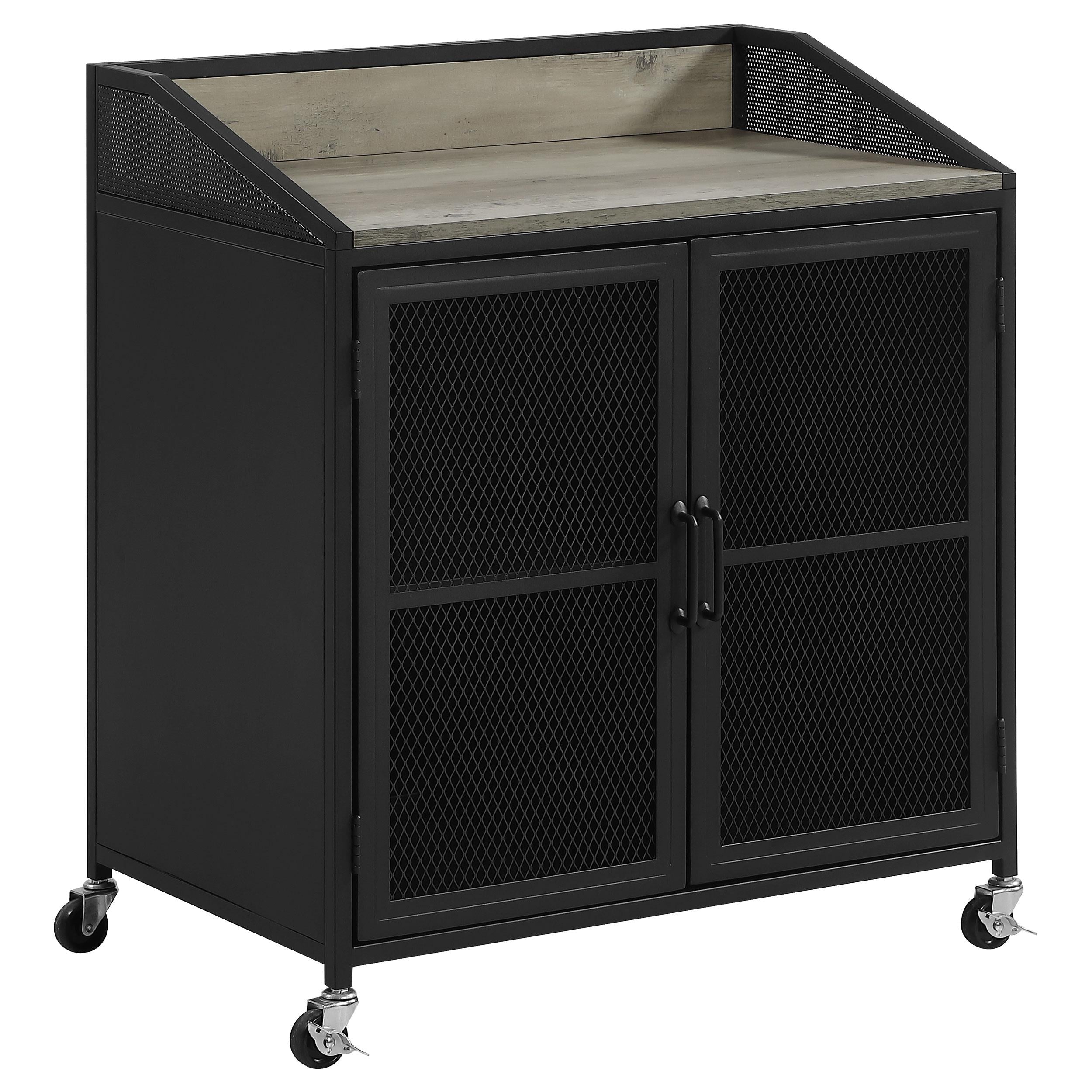 Coaster Furniture Arlette 183476 2-door Mobile Home Bar Wine Cabinet - Sandy Black IMAGE 1