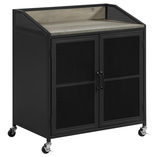 Coaster Furniture Arlette 183476 2-door Mobile Home Bar Wine Cabinet - Sandy Black IMAGE 1