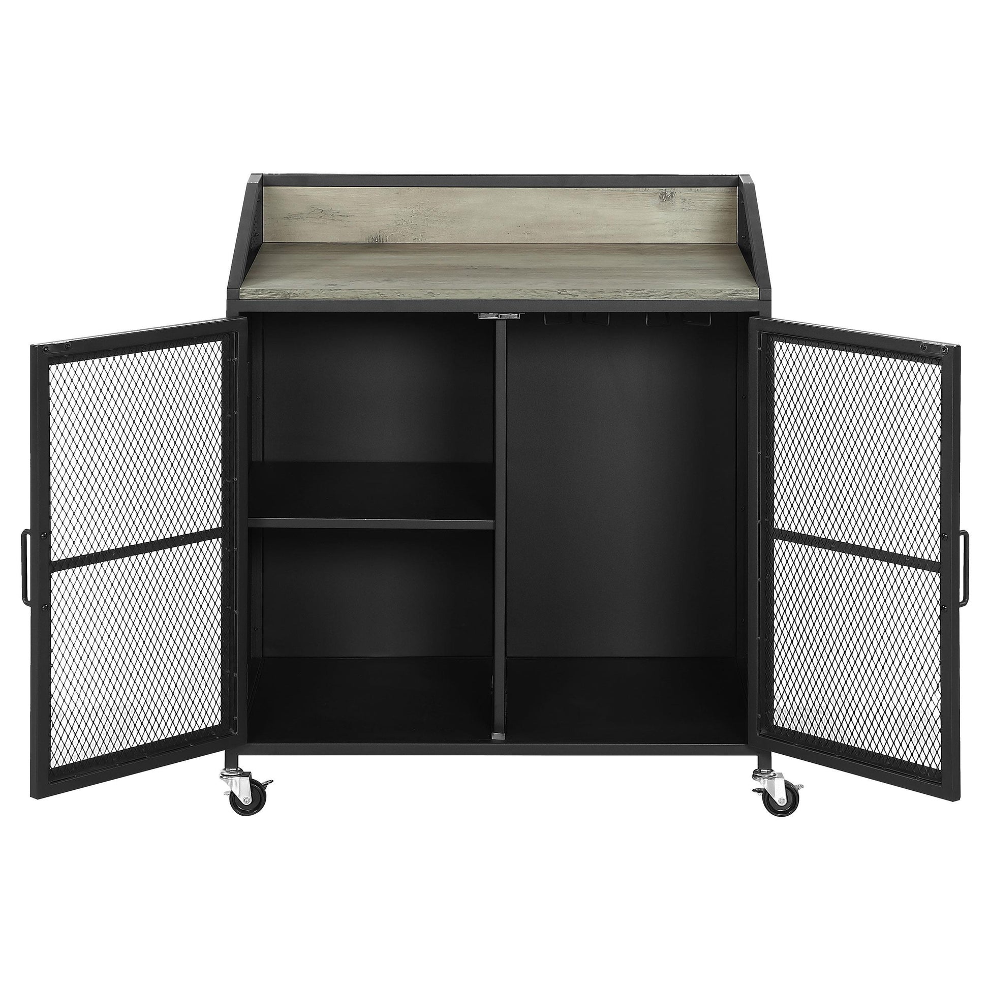 Coaster Furniture Arlette 183476 2-door Mobile Home Bar Wine Cabinet - Sandy Black IMAGE 4
