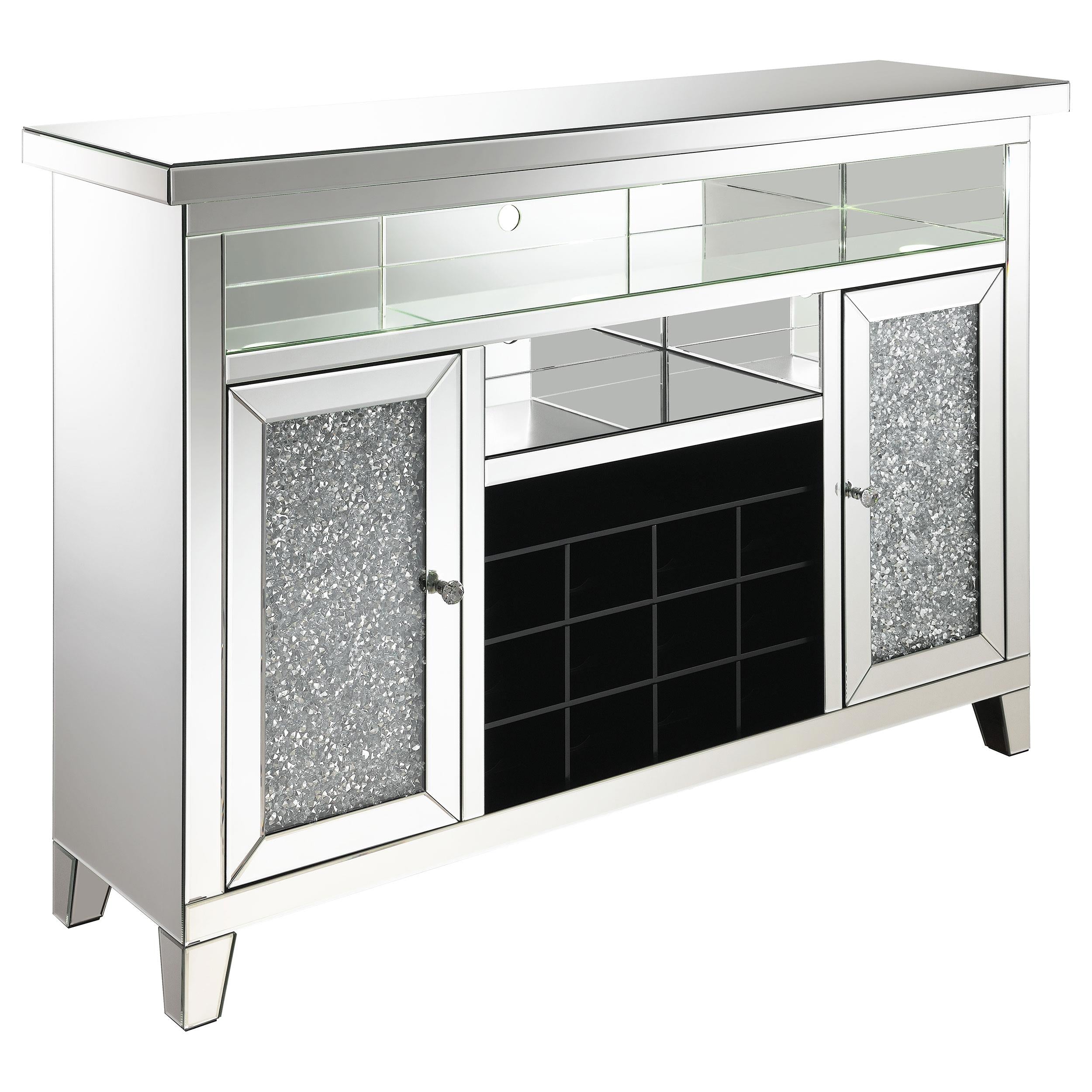 Coaster Furniture Melinda 183627 2-door LED Mirrored Wine Storage Bar Cabinet - Silver IMAGE 2