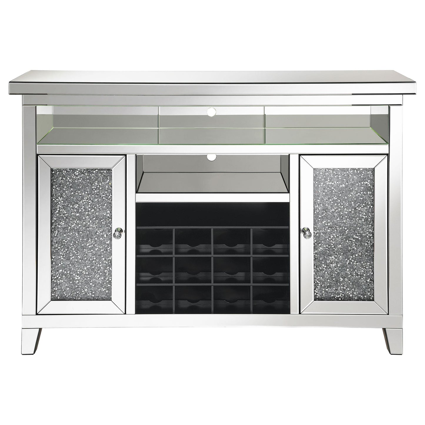 Coaster Furniture Melinda 183627 2-door LED Mirrored Wine Storage Bar Cabinet - Silver IMAGE 3