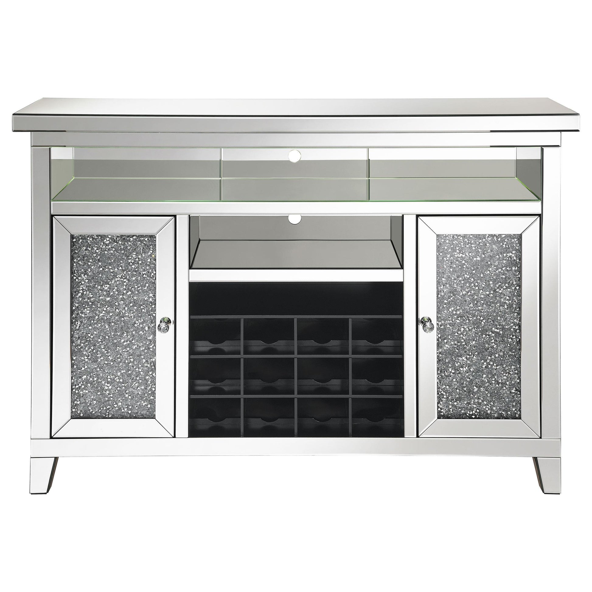 Coaster Furniture Melinda 183627 2-door LED Mirrored Wine Storage Bar Cabinet - Silver IMAGE 3
