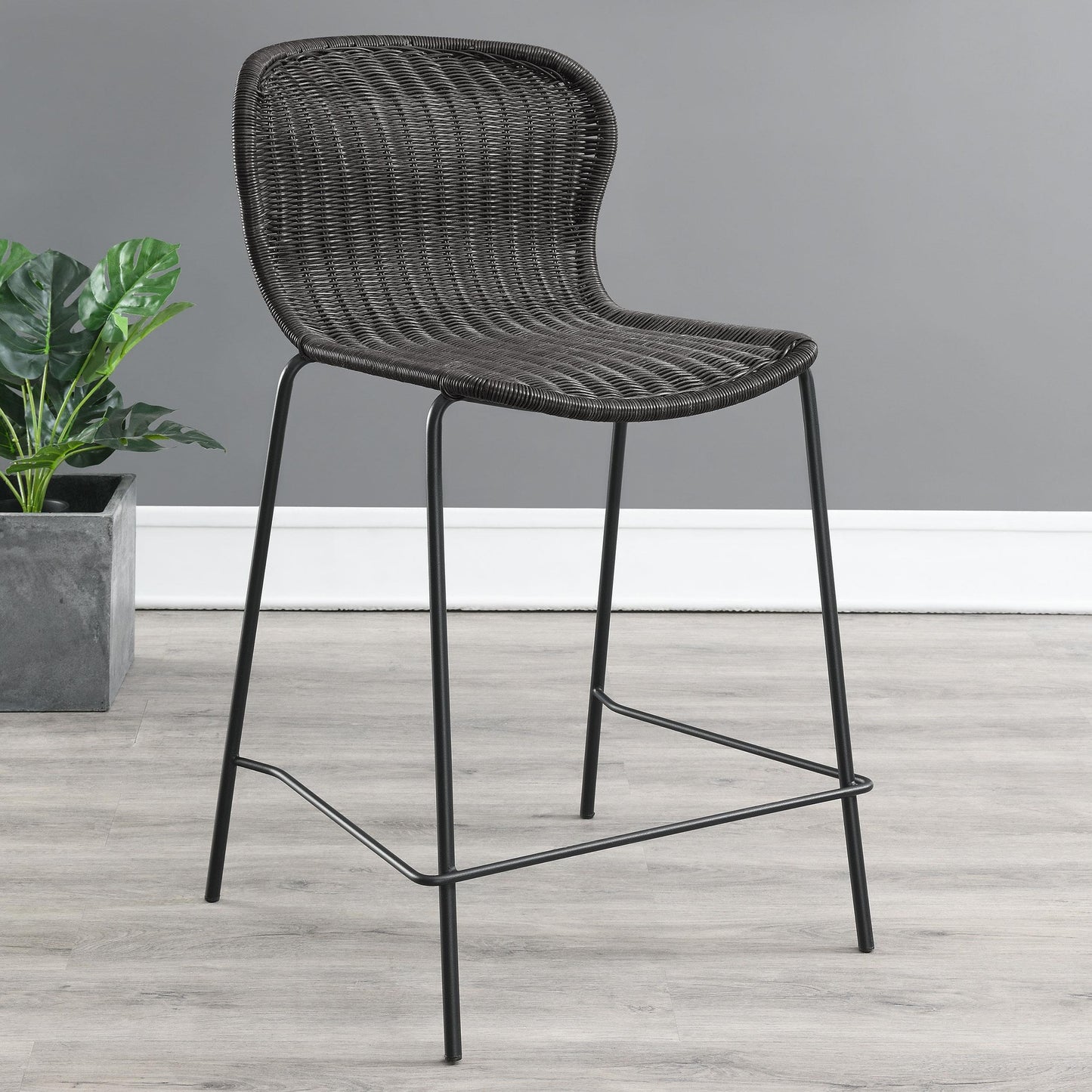 Coaster Furniture Mckinley 192039 Faux Rattan Metal Counter Chair - Brown IMAGE 8
