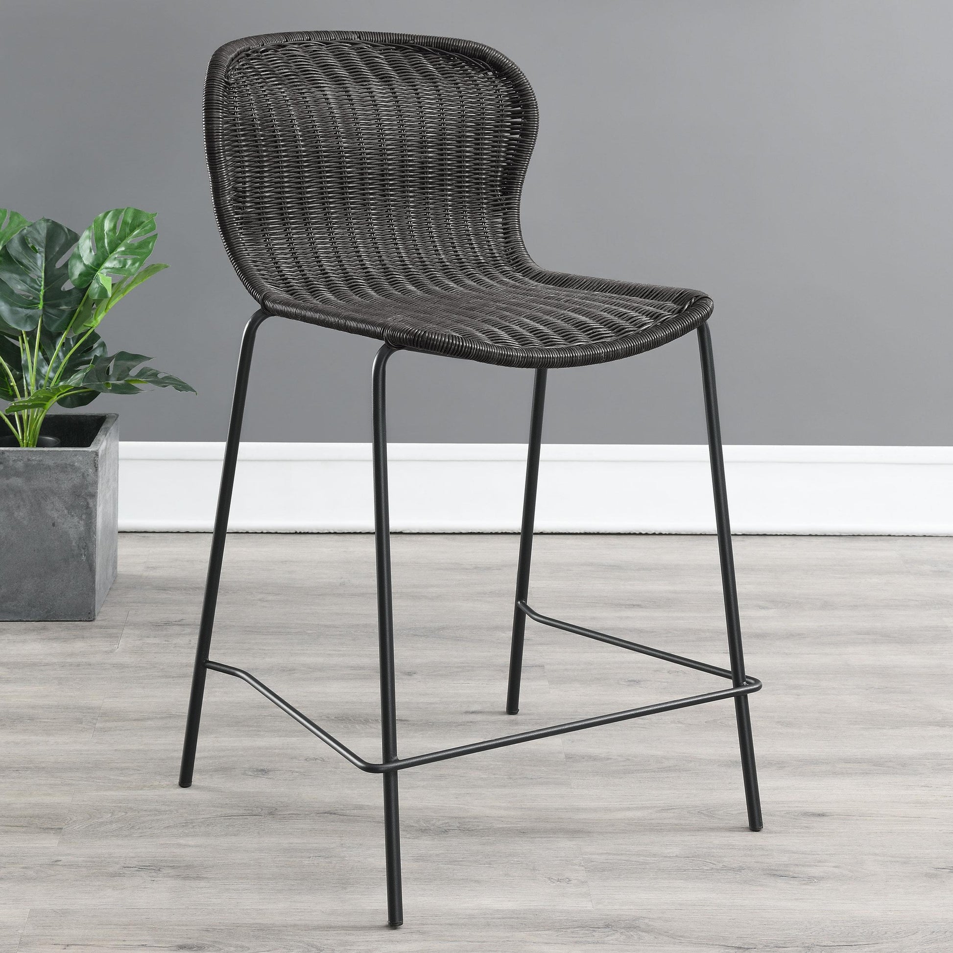 Coaster Furniture Mckinley 192039 Faux Rattan Metal Counter Chair - Brown IMAGE 8