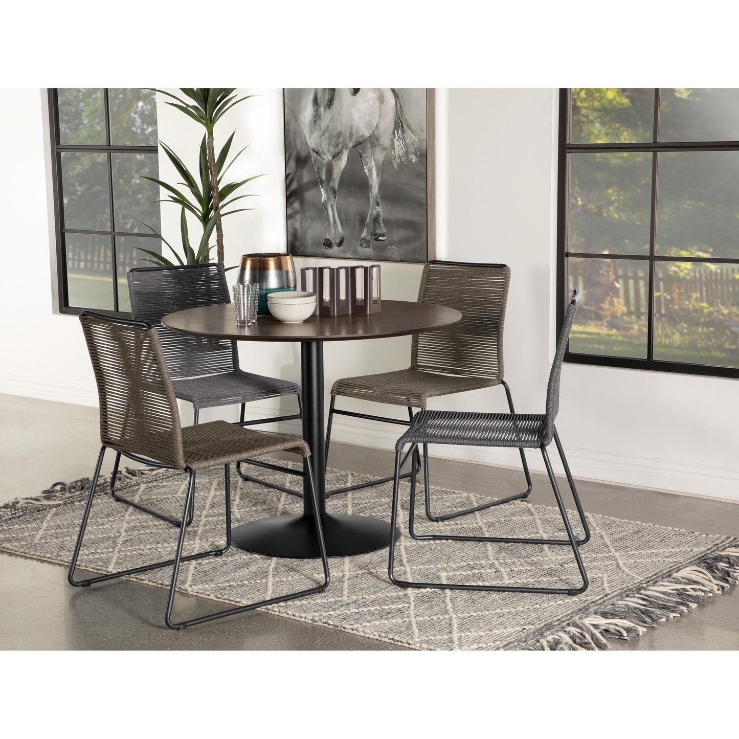 Coaster Furniture Jerome 192062 Woven Rope Stackable Side Chair - Charcoal IMAGE 9