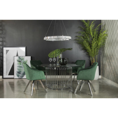  Coaster Furniture Veena 193430BG Round 60-inch Glass Top Metal Dining Table - Chrome IMAGE 2