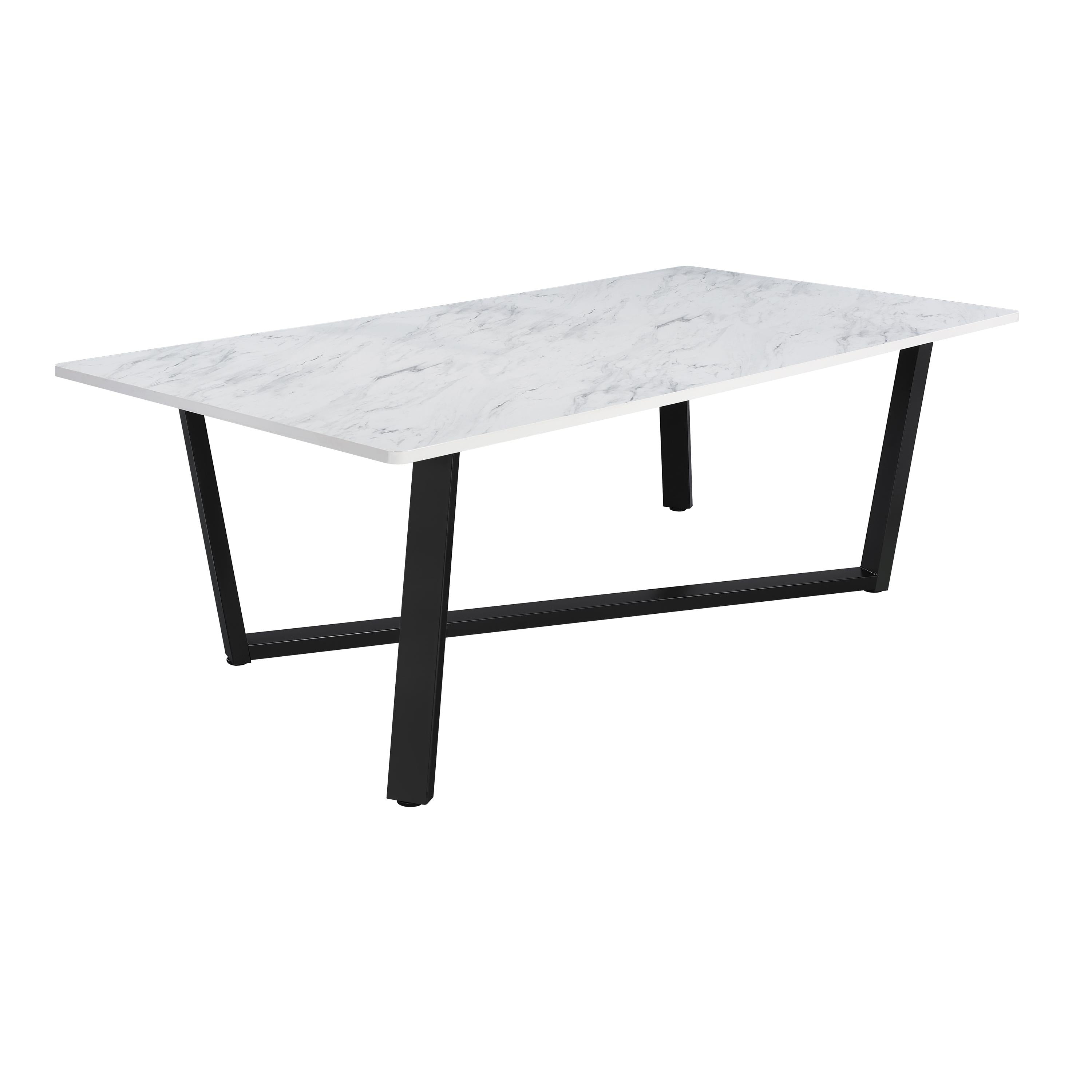  Coaster Furniture Mayer 193781 Rectangular 87-inch Faux Marble Dining Table - White IMAGE 1