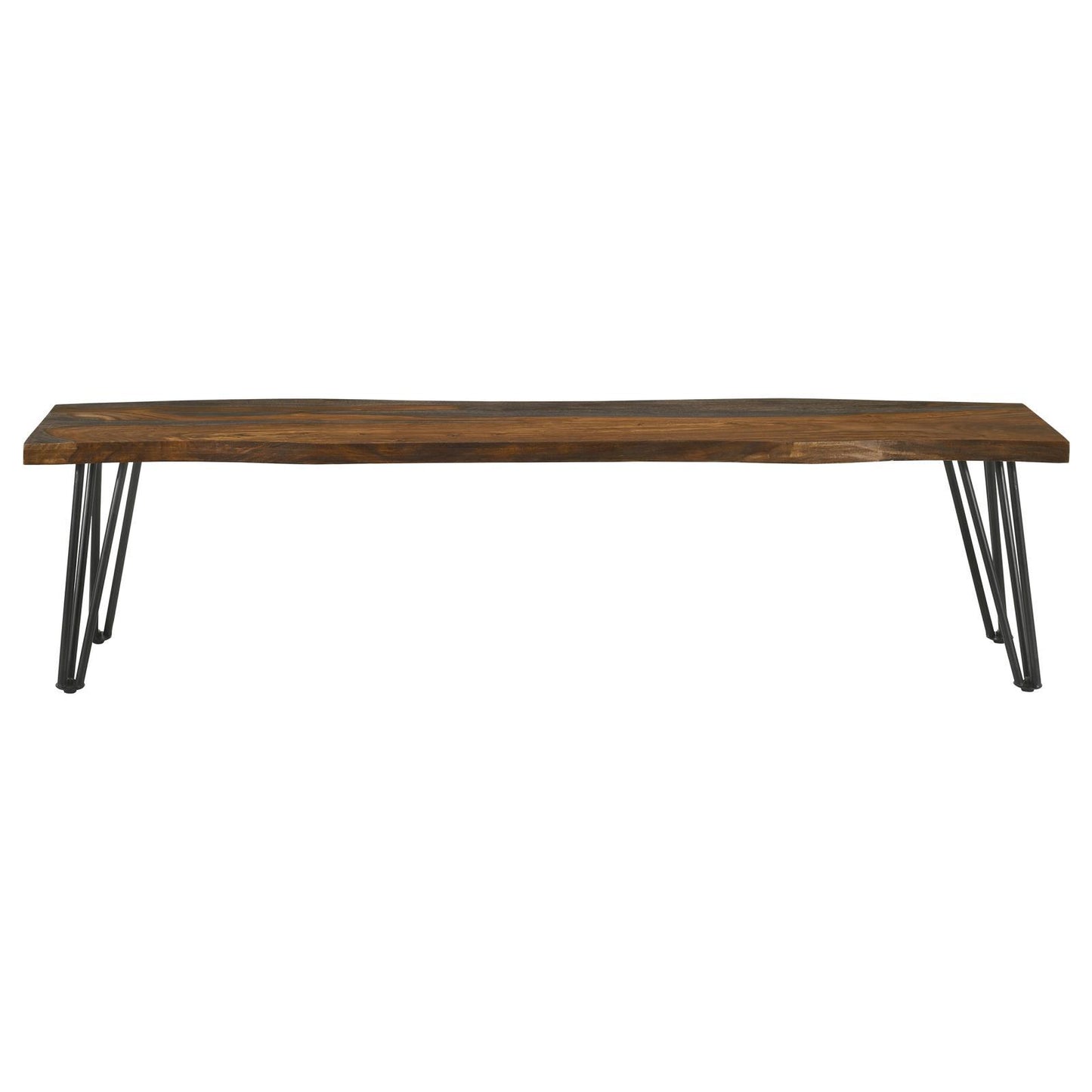 Coaster Furniture Neve 193863 Live Edge Wood Dining Bench Hairpin Legs - Grey Sheesham IMAGE 3