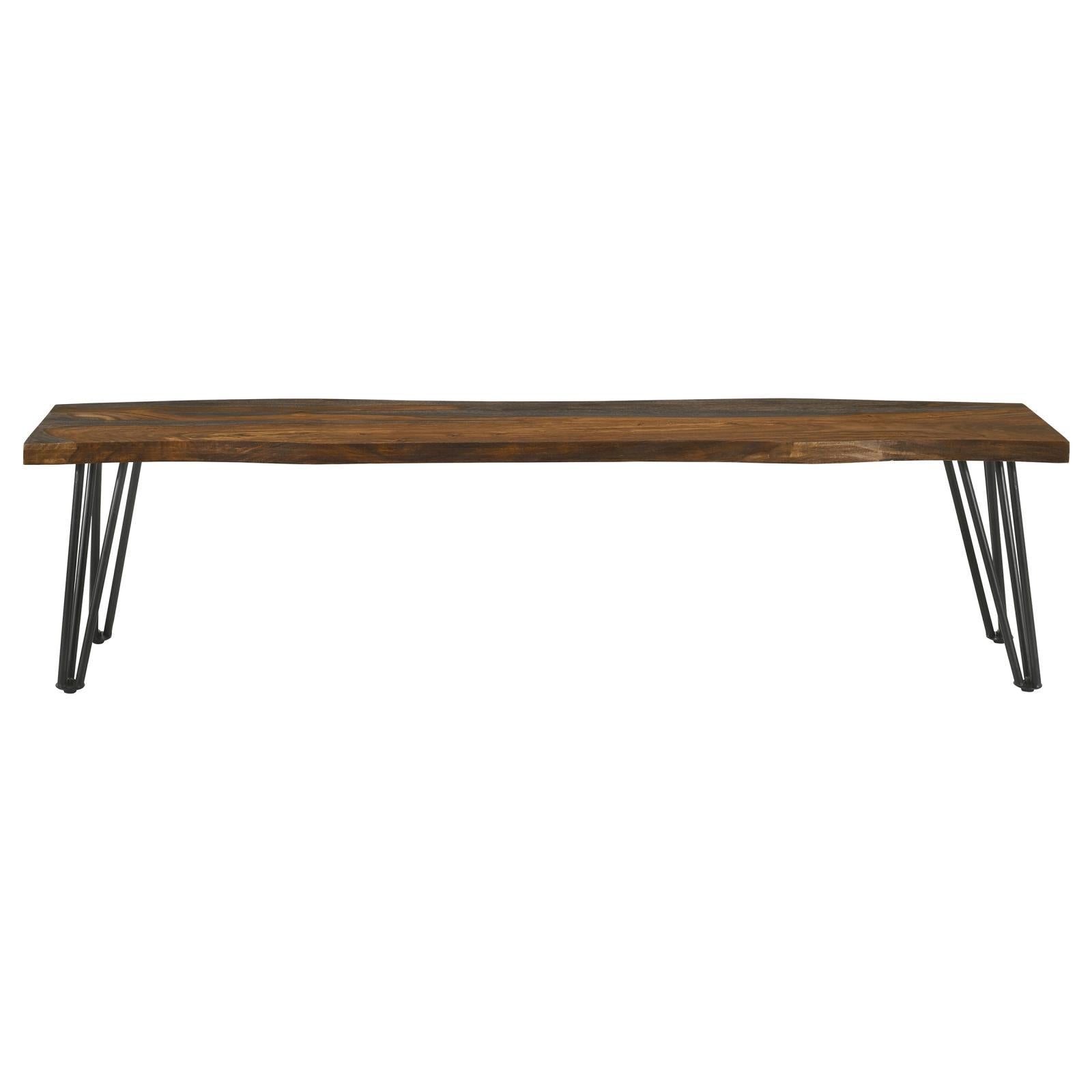 Coaster Furniture Neve 193863 Live Edge Wood Dining Bench Hairpin Legs - Grey Sheesham IMAGE 3
