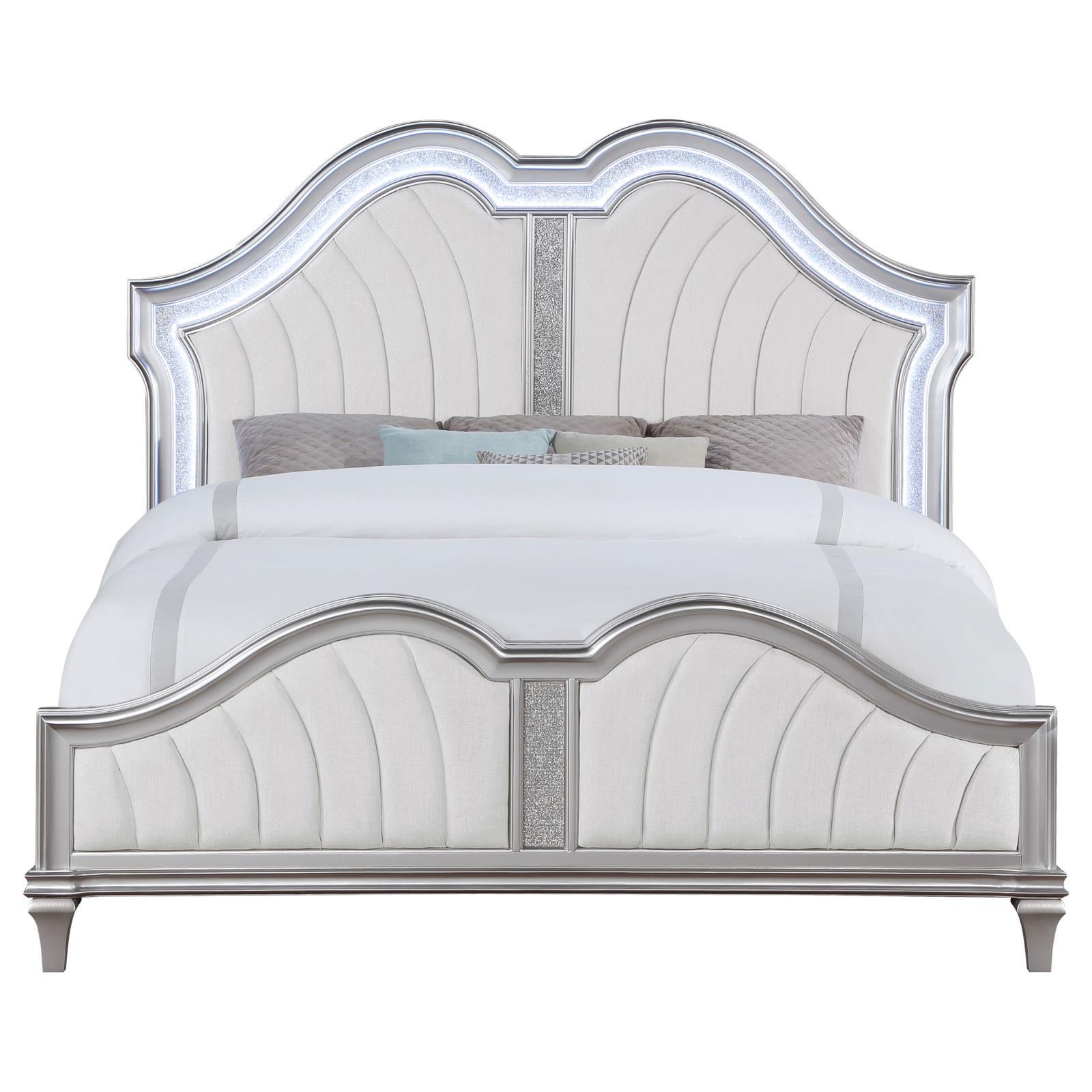 Coaster Furniture Evangeline 223391Q Wood Queen LED Panel Bed - Silver Oak IMAGE 3