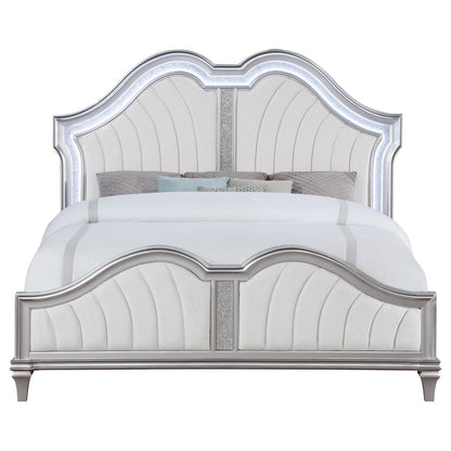 Coaster Furniture Evangeline 223391Q Wood Queen LED Panel Bed - Silver Oak IMAGE 3