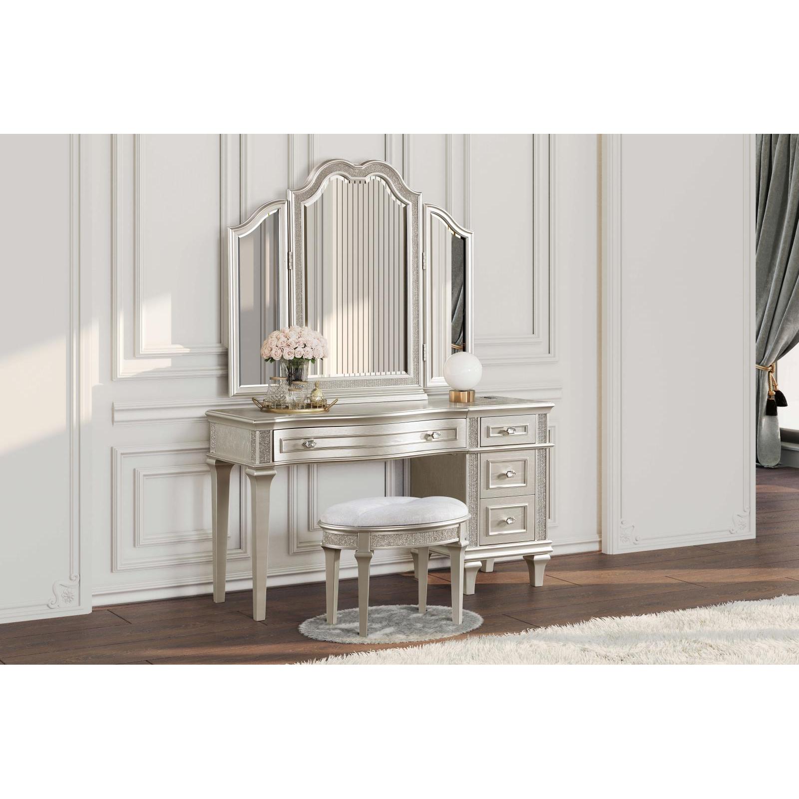 Coaster Furniture Evangeline 223398 Tri-Fold Vanity Mirror - Silver Oak IMAGE 2