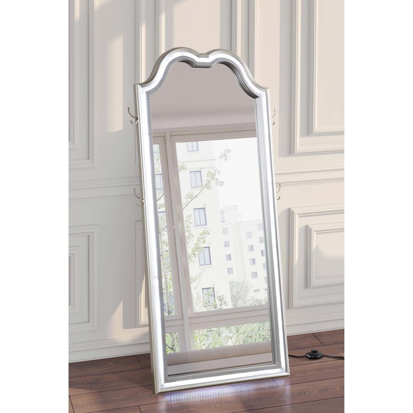 Coaster Furniture Evangeline 223400 Full Length LED Light Floor Mirror - Silver Oak IMAGE 3