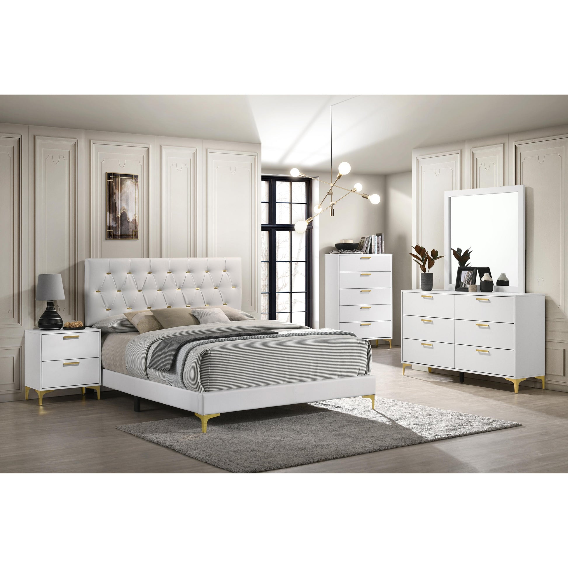  Coaster Furniture Kendall 224401KW Upholstered California King Panel Bed - White IMAGE 2