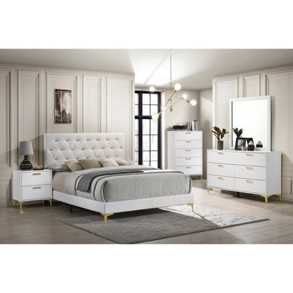 Coaster Furniture Kendall 224401KW Upholstered California King Panel Bed - White IMAGE 2