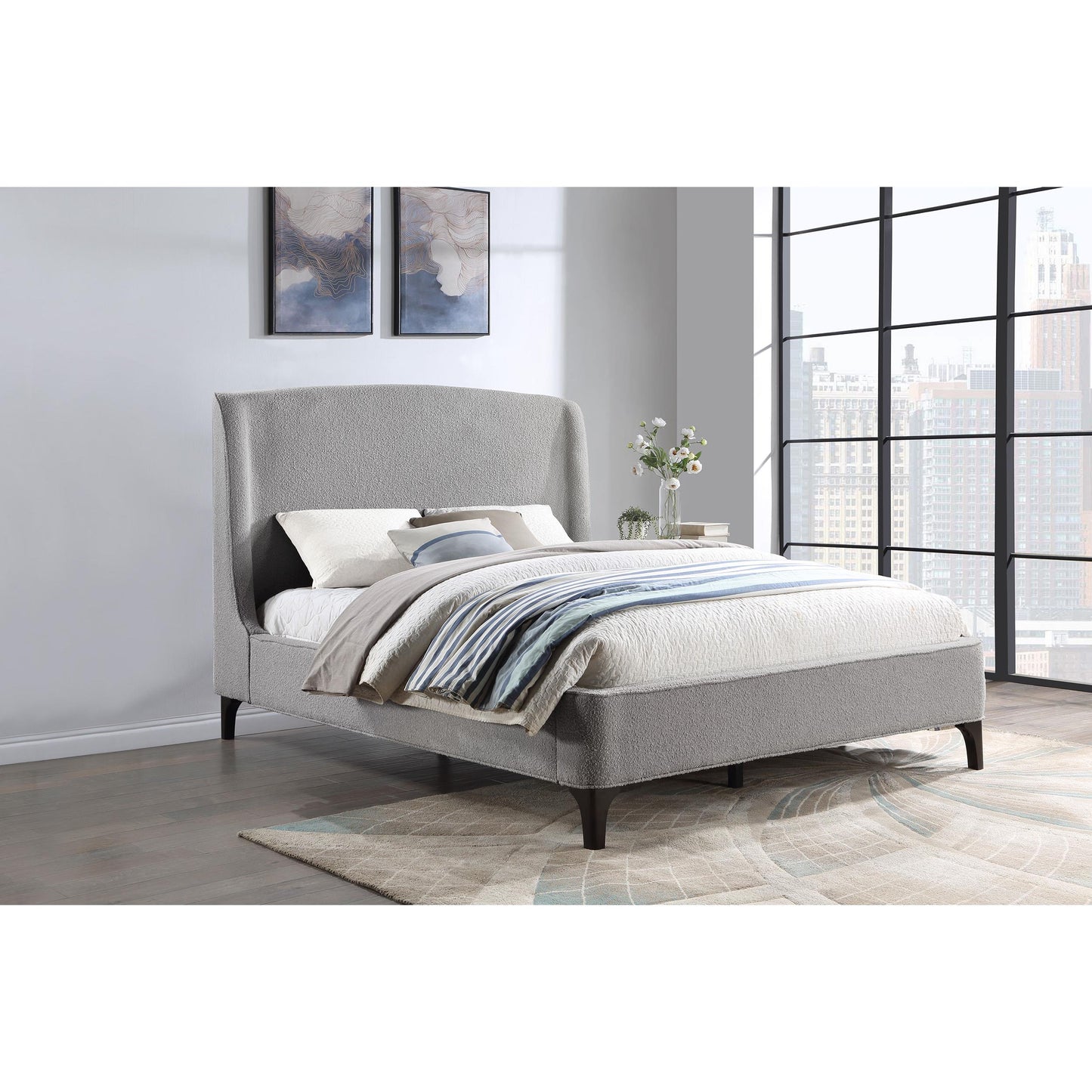 Coaster Furniture Mosby 306021KE Upholstered Eastern King Wingback Bed - Grey IMAGE 10