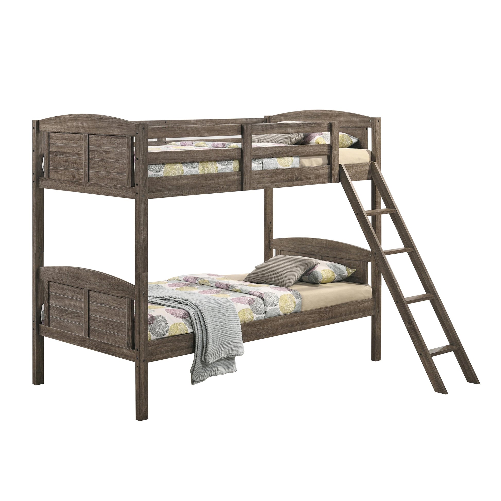  Coaster Furniture Flynn 400808 Wood Twin Over Twin Bunk Bed - Weathered Brown IMAGE 1