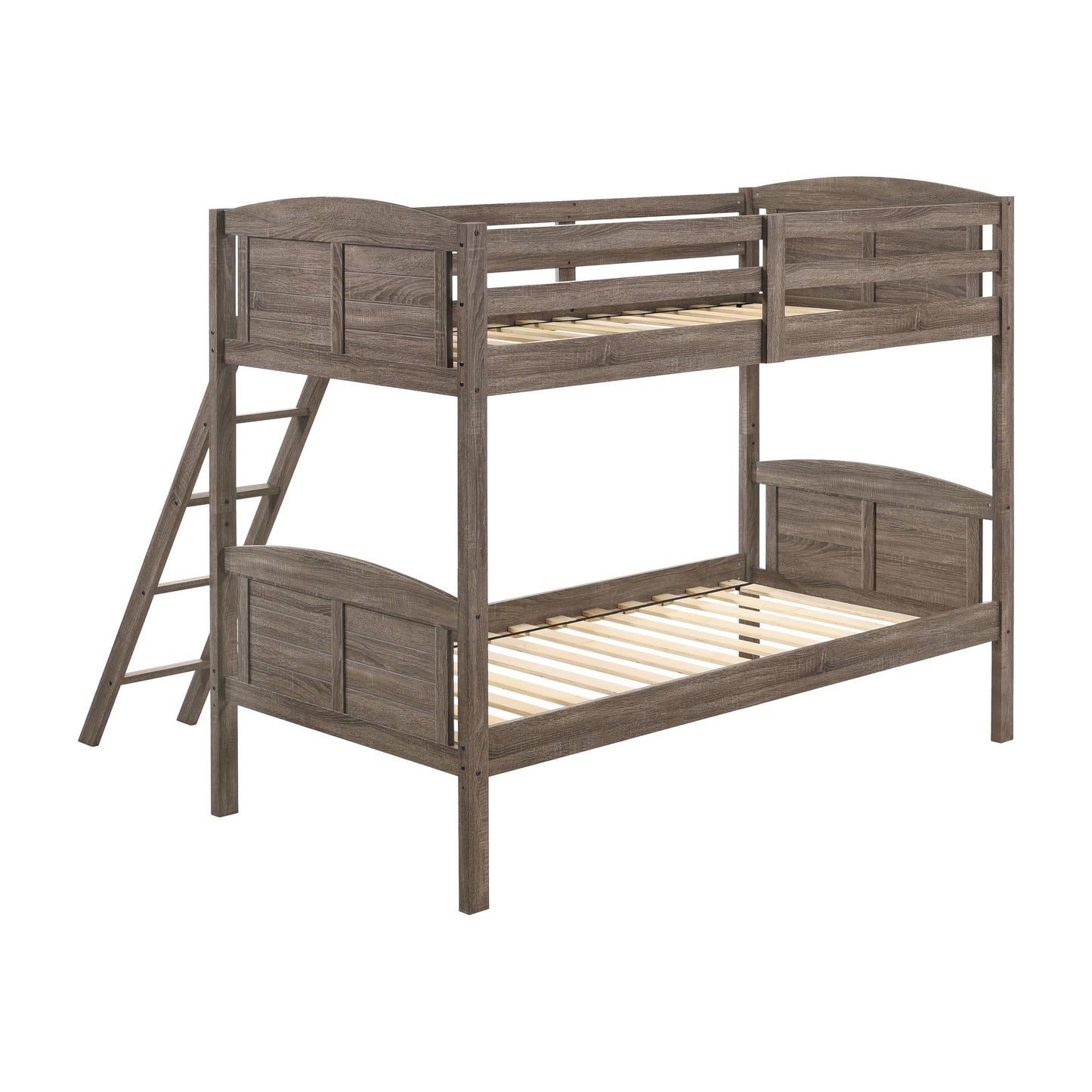  Coaster Furniture Flynn 400808 Wood Twin Over Twin Bunk Bed - Weathered Brown IMAGE 2