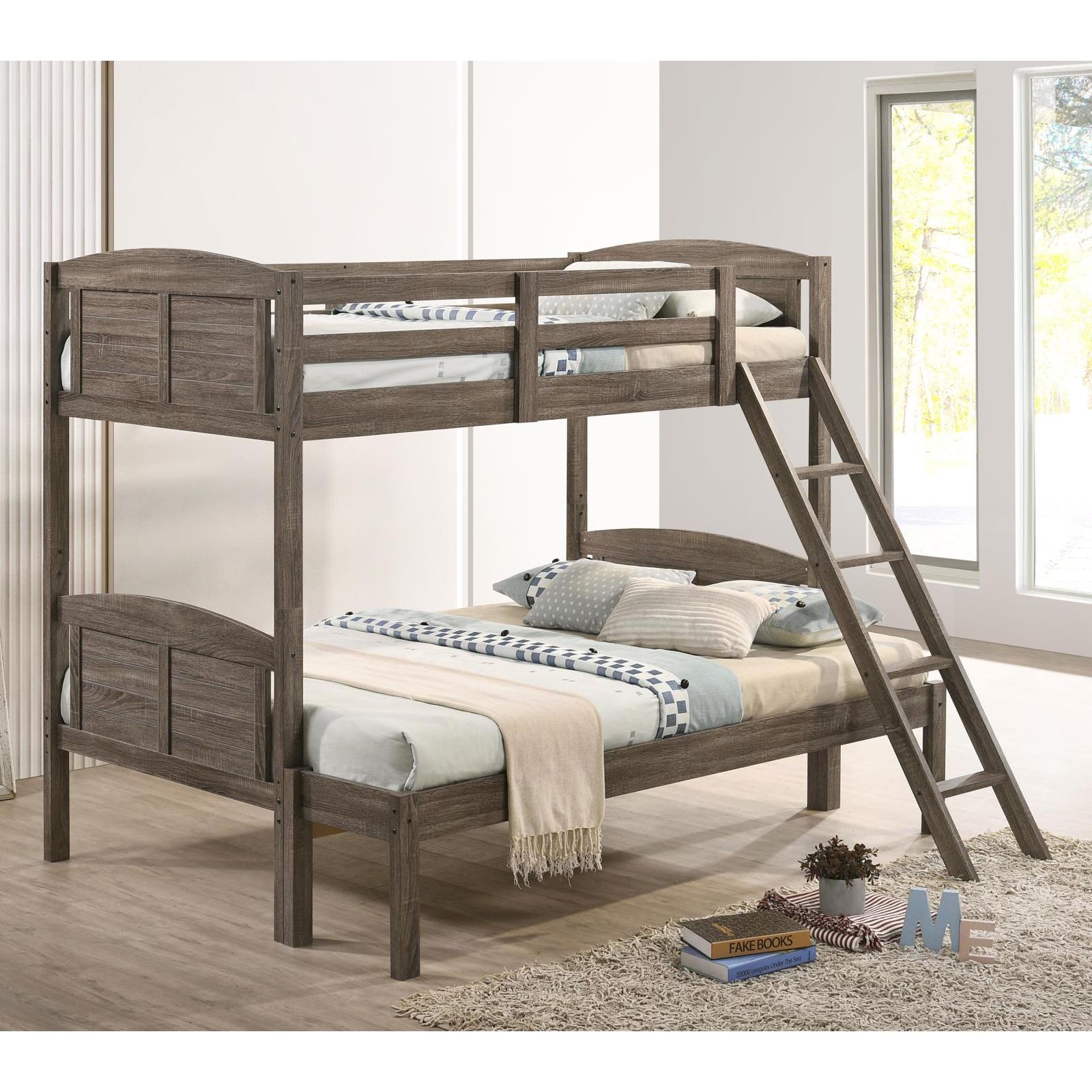  Coaster Furniture Flynn 400809 Wood Twin Over Full Bunk Bed - Weathered Brown IMAGE 1