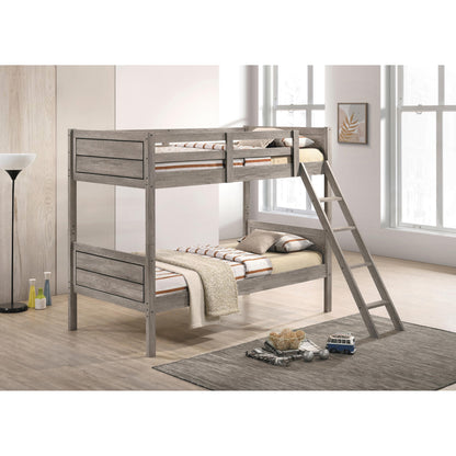  Coaster Furniture Ryder 400818 Wood Twin Over Twin Bunk Bed - Weathered Taupe IMAGE 2