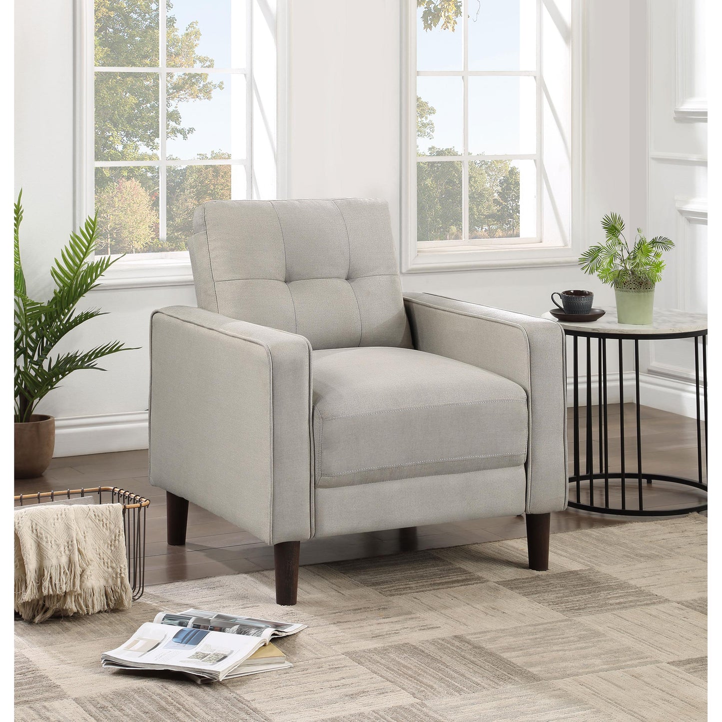  Coaster Furniture Bowen 506787 Upholstered Track Arm Tufted Accent Chair - Beige IMAGE 8