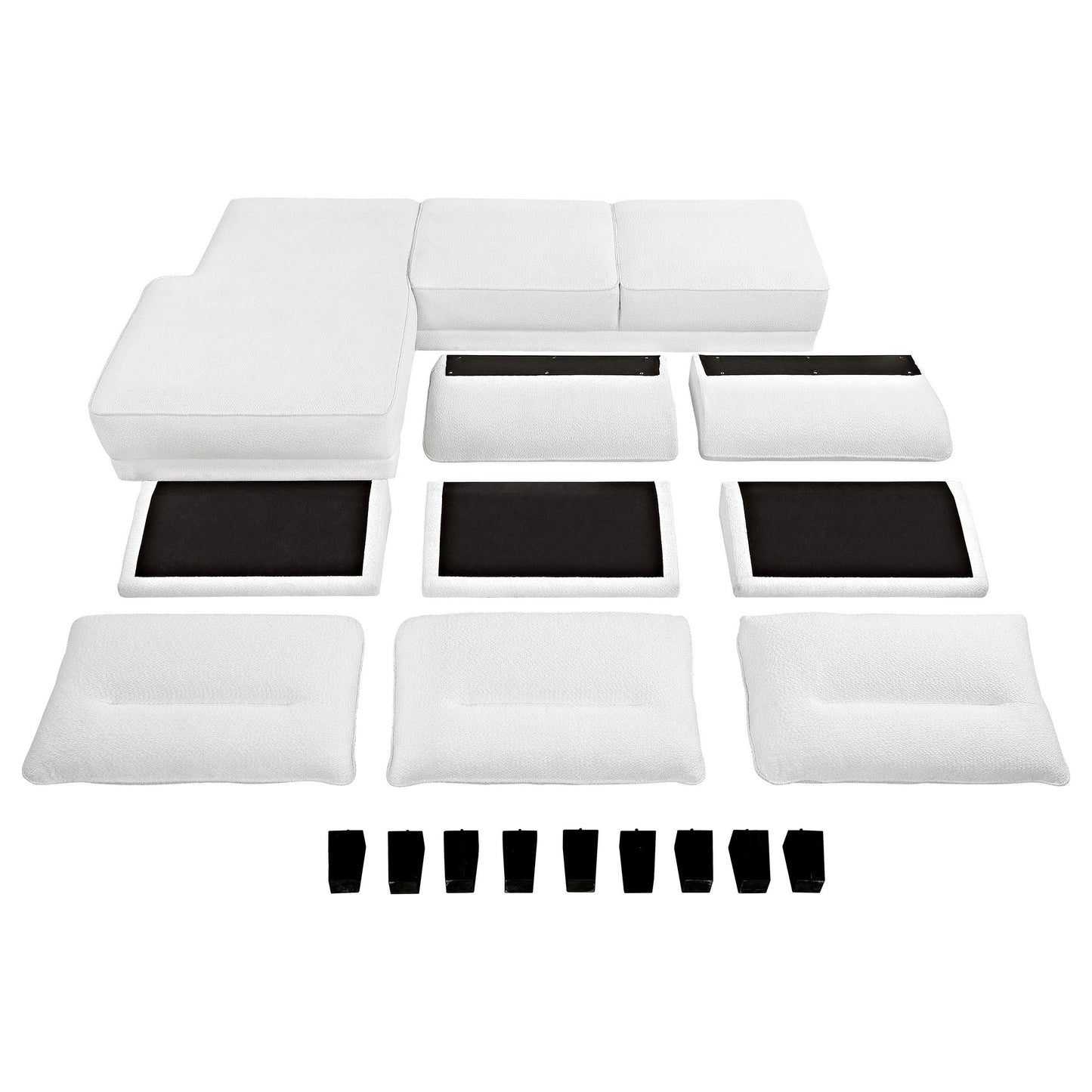 Coaster Furniture Caspian 509550 Upholstered Curved Arm Chaise Sectional Sofa - White IMAGE 13