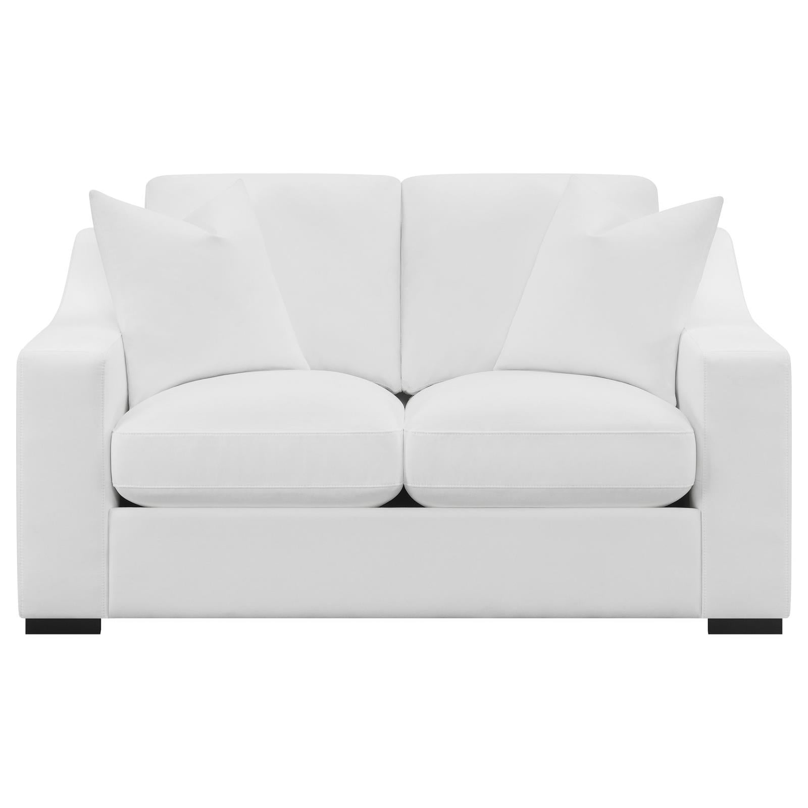 Coaster Furniture Ashlyn 509892 Upholstered Sloped Arm Loveseat - White IMAGE 3