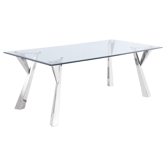 Coaster Furniture Alaia 190711 Rectangular 79-inch Glass Top Dining Table - Chrome IMAGE 1