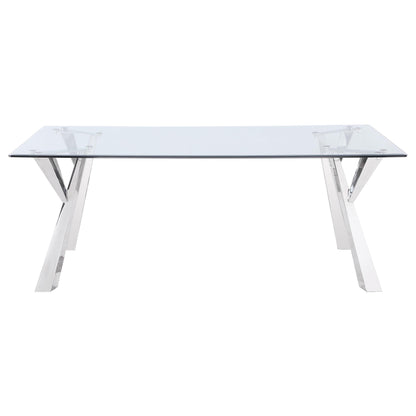 Coaster Furniture Alaia 190711 Rectangular 79-inch Glass Top Dining Table - Chrome IMAGE 2