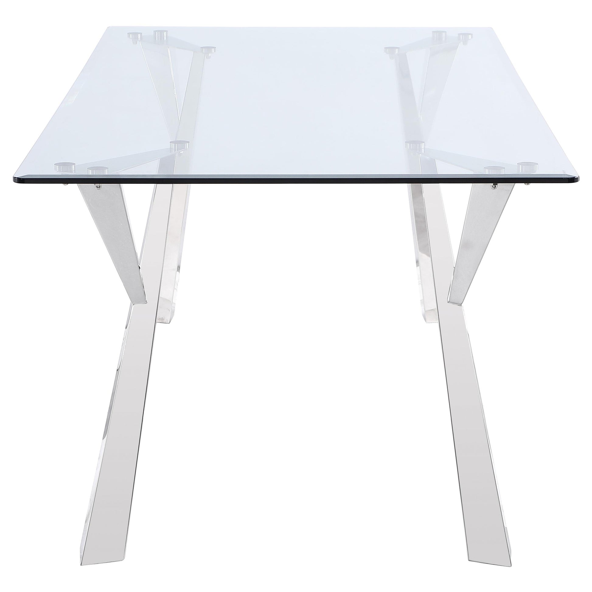 Coaster Furniture Alaia 190711 Rectangular 79-inch Glass Top Dining Table - Chrome IMAGE 3