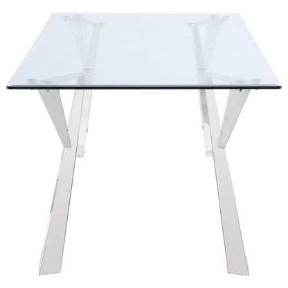 Coaster Furniture Alaia 190711 Rectangular 79-inch Glass Top Dining Table - Chrome IMAGE 3