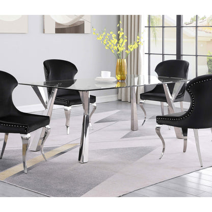 Coaster Furniture Alaia 190711 Rectangular 79-inch Glass Top Dining Table - Chrome IMAGE 4