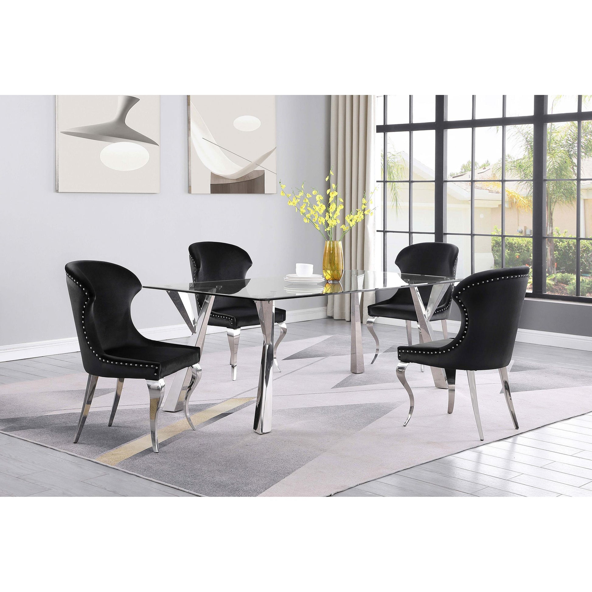 Coaster Furniture Alaia 190711 Rectangular 79-inch Glass Top Dining Table - Chrome IMAGE 5