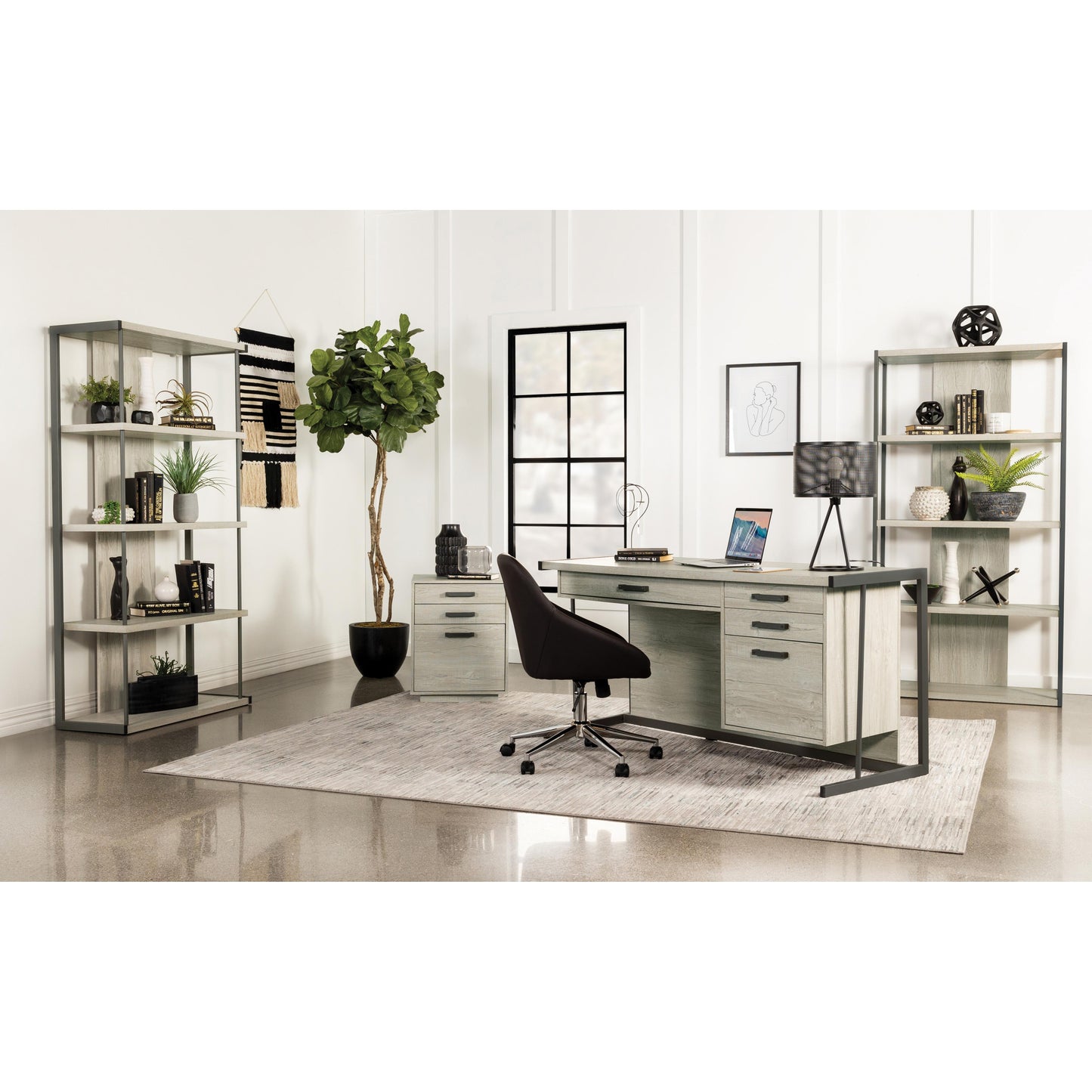  Coaster Furniture Loomis 805881 60-inch 4-Drawer Computer Desk - Whitewashed Grey IMAGE 2