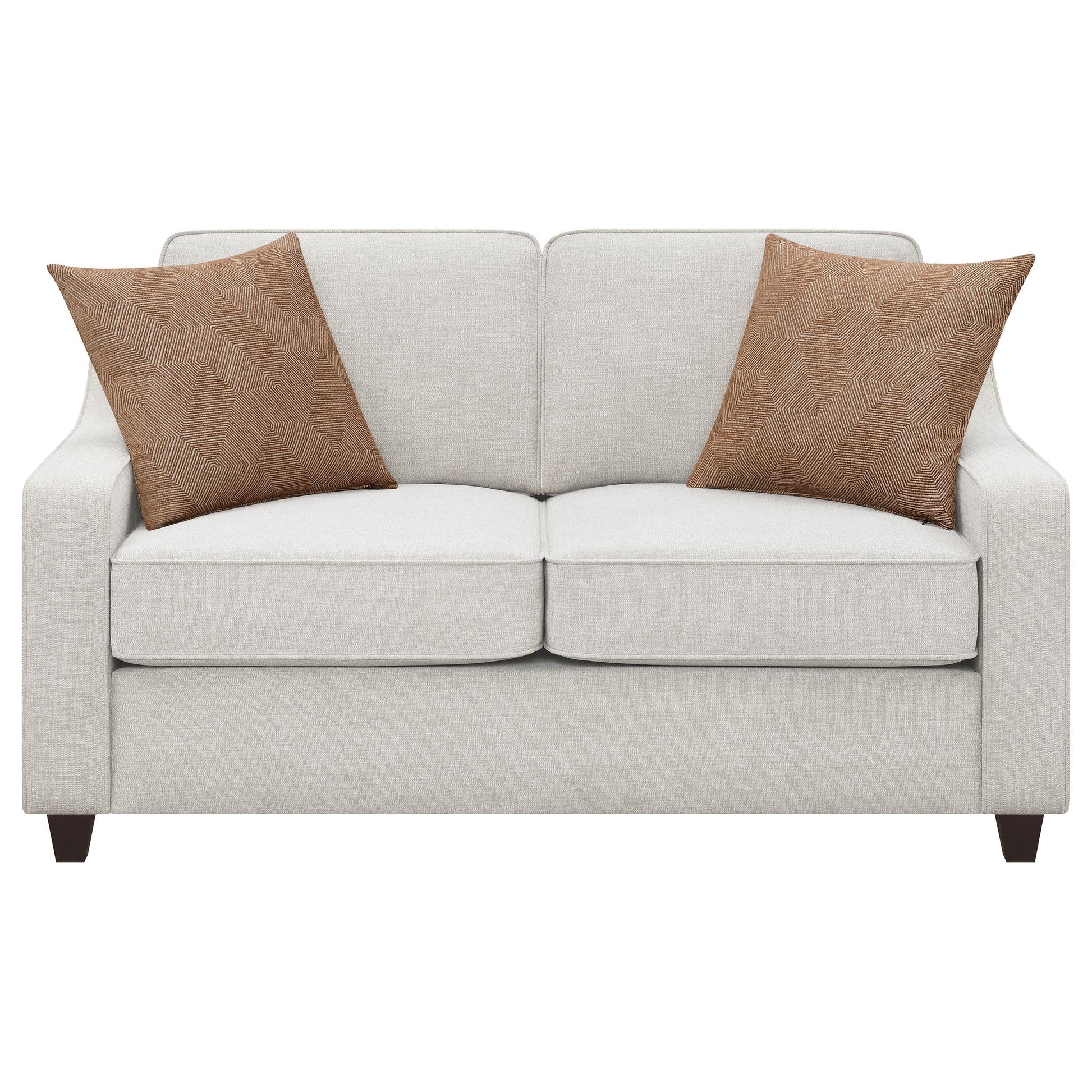  Coaster Furniture Christine 552062 Upholstered Sloped Arm Loveseat - Beige IMAGE 2