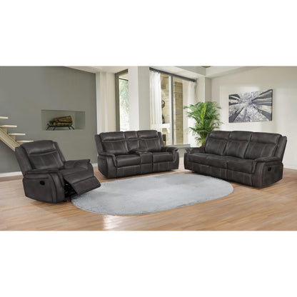 Coaster Furniture Lawrence 603506 Upholstered Padded Arm Glider Recliner - Charcoal IMAGE 2